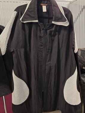 Design Today Modern Black & White Mesh Detail Utility Jacket Size 2X